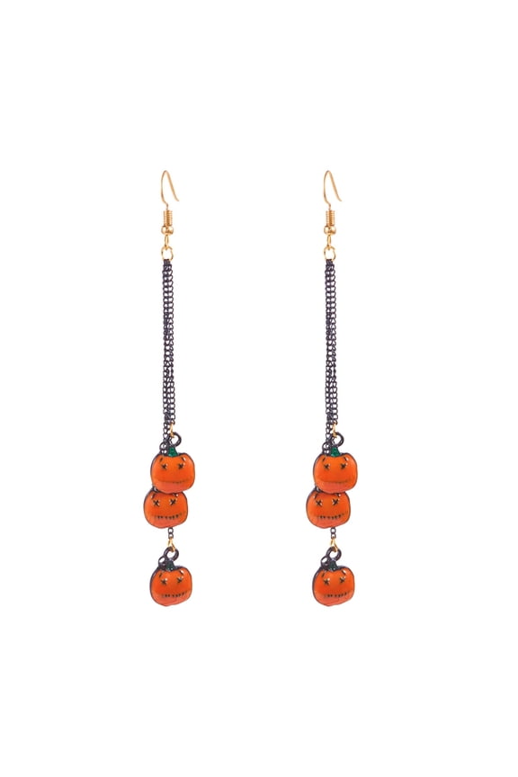 1 Pcs Halloween Pumpkin Earrings For Women - Gothic Black Dangle Earrings, Trendy Spooky Jewelry For Halloween Cosplay, Parties and Everyday Wear,Four styles(C)