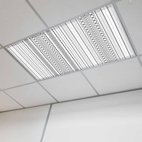 1 Pcs Hand Drawn Fluorescent Light Covers Line Grid Threads Lattices Magnetic Light Covers for Ceiling Lights 4 x 2 ft Drop Ceiling Lights Cover Shade for Office, Home, Hospital