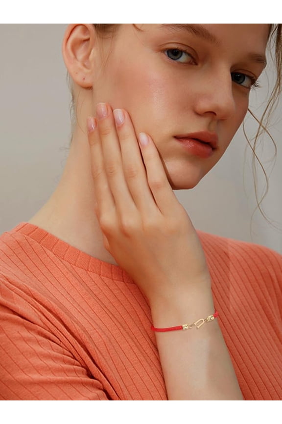 1 Pcs Handmade Weave Alphabet Bracelet Adjustable Initial Letter Chains link Nylon Cord Slider Bracelets for Women DIY Jewelry Making Personalized Gift Red 1set