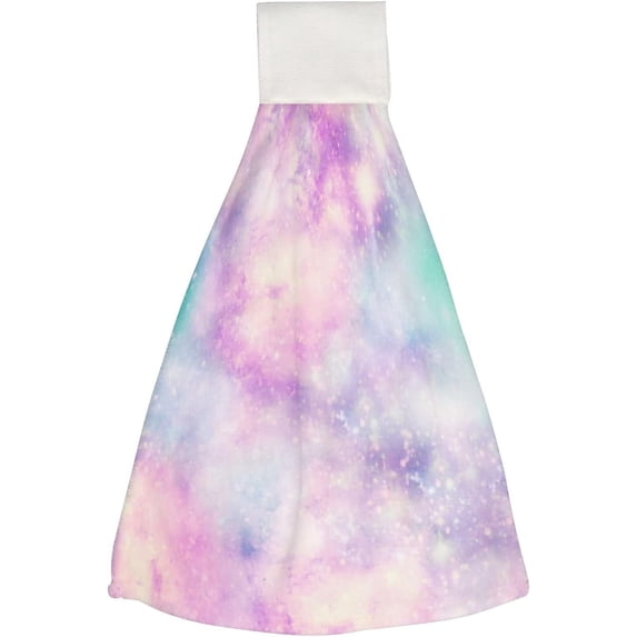 1 Pcs Hanging Towels, Dish Towels Colorful Nebula Absorbent Hand Towels with Hanging Loop Washcloth for Bathroom Kitchen