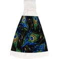 thumbnail image 1 of 1 Pcs Hanging Towels, Dish Towels Embroidery Peacock Feathers Absorbent Hand Towels with Hanging Loop Washcloth for Bathroom Kitchen, 1 of 7