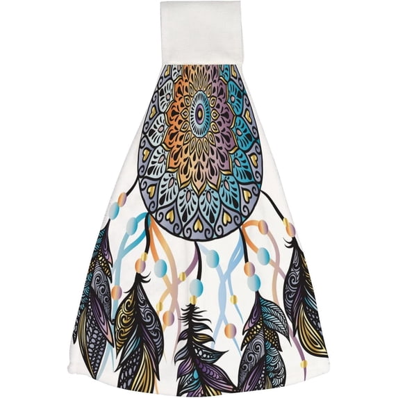 1 Pcs Hanging Towels, Dish Towels Feathers in Beautiful Gradient Colors Absorbent Hand Towels with Hanging Loop Washcloth for Bathroom Kitchen