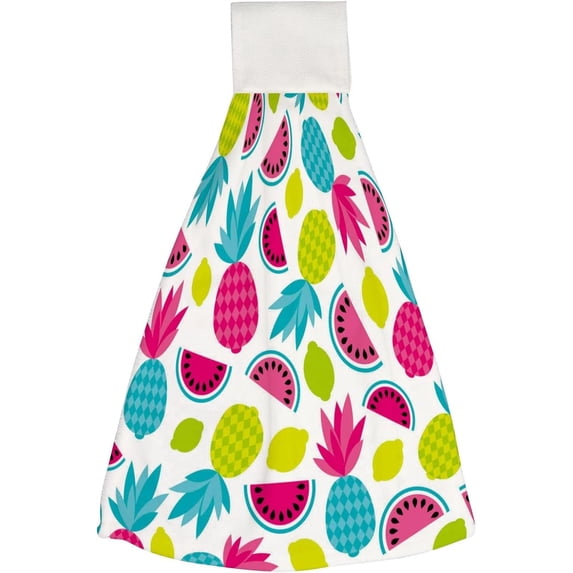 1 Pcs Hanging Towels, Dish Towels Summer Fruit Exotic Fruit Cocktail Absorbent Hand Towels with Hanging Loop Washcloth for Bathroom Kitchen