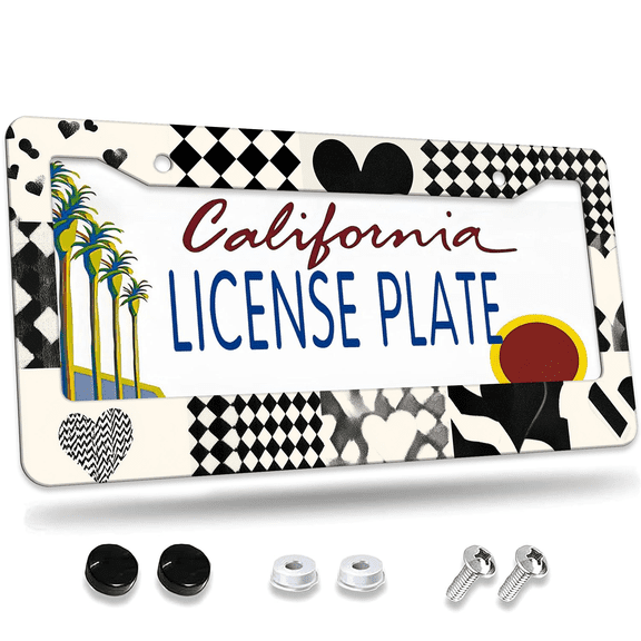 1 Pcs Heart Patterns License Plate Frame, License Plate Cover for Car Decorative Parts, Aluminum License Plate Bracket Holder Rust-Proof Weather-Proof for US Standard Car
