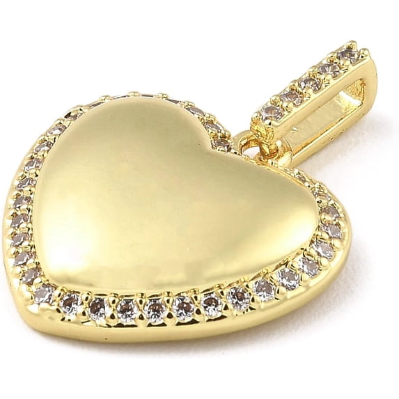 1 Pcs Heart Pendant Charms Rack Plating Brass Micro Pave Cubic Zirconia Pendant Long-Lasting Plated Heart Real 18K Gold Plated Metal Charms for DIY Necklace Bracelet Earring Jewelry Craft Making