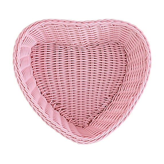 1 Pcs Heart Shaped Storage Basket, Pink Woven Organizer for Snacks Fruit Bowl Desk and Home Decor Multifunctional Storage Container
