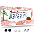 thumbnail image 1 of 1 Pcs Watercolor Pink Roses License Plate Frame,License Plate Cover for Car Decorative Parts,Aluminum License Plate Bracket Holder Rust-Proofof for US Standard Car, 1 of 8