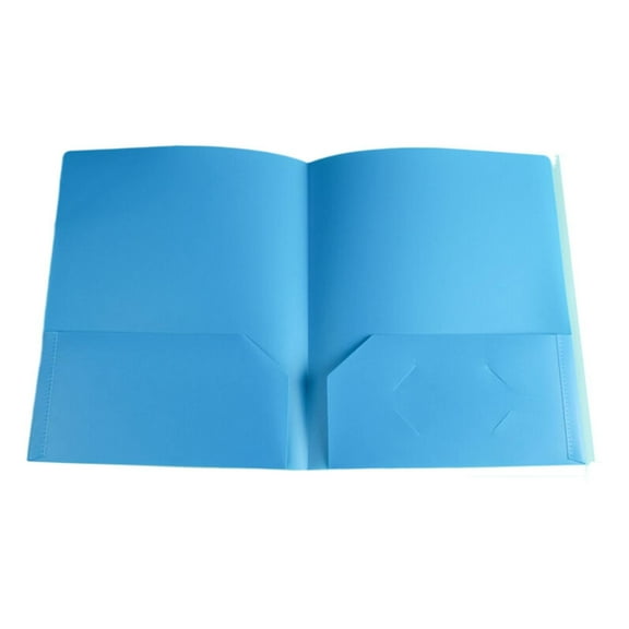 1 Pcs Heavy-Duty Plastic Folders with Pockets,Poly Folders for Documents,2-Pocket Paper Folder,Plastic File Folders with Business Card Slot, Pocket File Folders for Home and Office,Blue