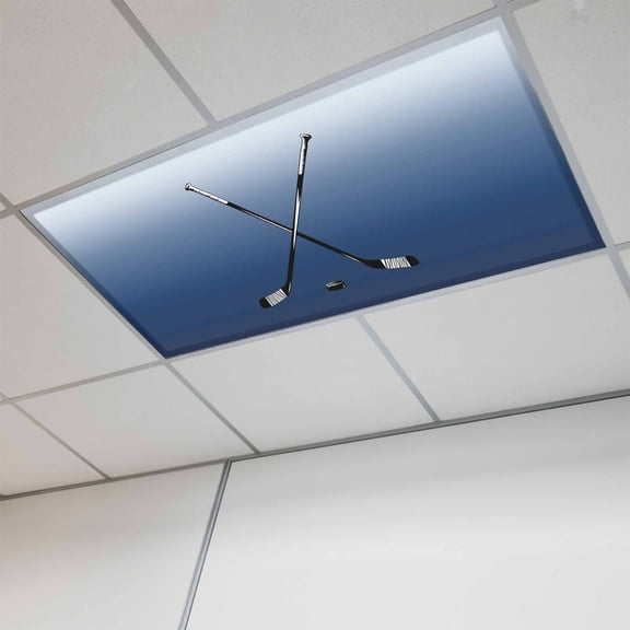 1 Pcs Ice Hockey Fluorescent Light Covers Winter Sports Navy Blue Gradients Magnetic Light Covers for Ceiling Lights 4 x 2 ft Drop Ceiling Lights Cover Shade for Office, Home, Hospital