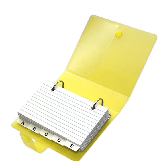1 Pcs Index Card Binder With Dividers,3X5 Inch Lined Index Cards With Ring Binder Holder and Dividers,Plastic Holder Organizer,Index Card Organizer,Small Card Binder With Button Closure,Yellow