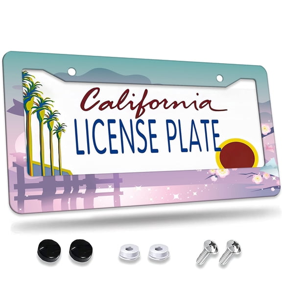 1 Pcs Japanese Torii Gate License Plate Frame,License Plate Cover for Car Decorative Parts,Aluminum License Plate Bracket Holder Rust-Proof for US Standard Car
