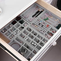 1 Pcs Jewelry Organizer Jewelry Box, Girls Jewelry Organizer Jewelry Box, Multi-Grids Classification Storage Flannel Necklace Rings Earrings Storage Case for Home Jewelry Container Storage Box