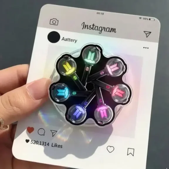 1 Pcs K-Pop Lightstick Wheel Phone Grip Kpop Inspired Multicolor Concert Edition Phone Holder Stand For iPhone Samsung Cute Fan Gift Accessory
