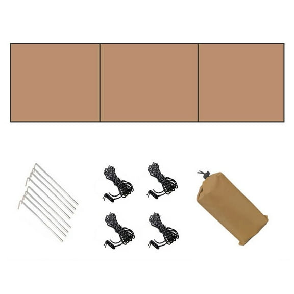 1 Pcs Khaki Camping Windbreak Wind Blocker Backpacking Patio Windscreen Privacy Shield Flame Retardant Lightweight for Outdoor Cooking with Rod