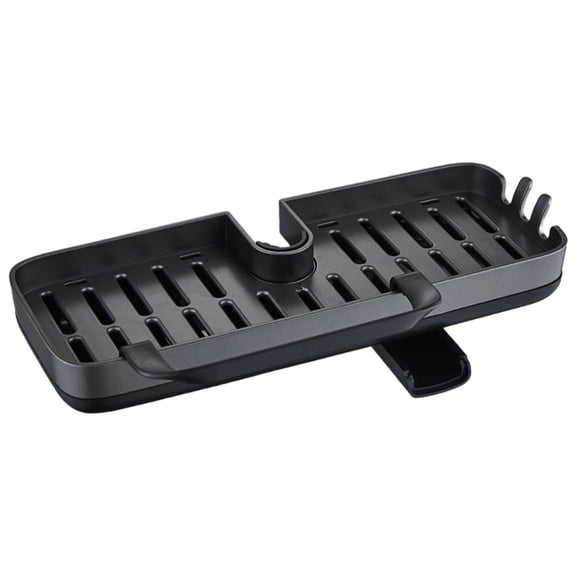 1 Pcs Kitchen Sink Faucet Organizer,Rotatable Spout Tray,Plastic Sponge Holder Caddy Rack,Multifunction Shelf for Soap,Dish Accessories,Sink Caddy Organizer with Hook,(Black,11.2x4.13 in)