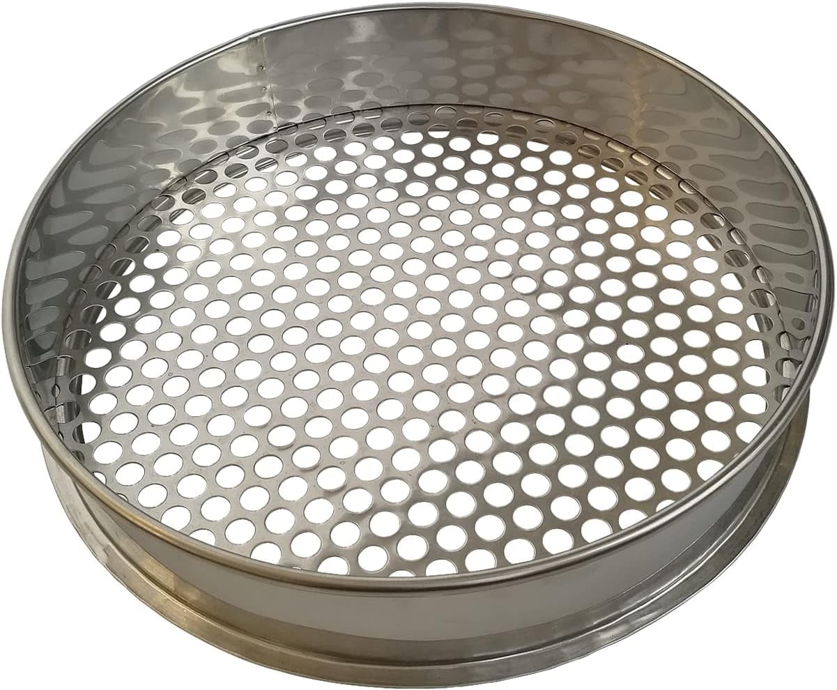 304 Stainless Steel Round Hole Test Sieve - 30cm Diameter, 10mm Hole Size, For Lab, Soil, Gravel