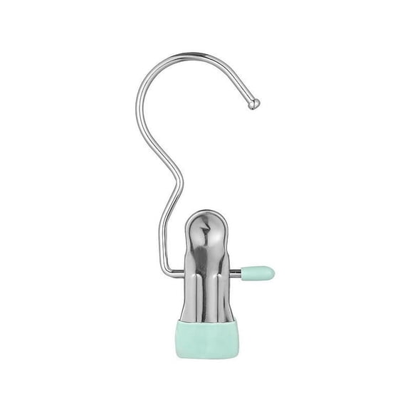 1 Pcs Laundry Hooks Hanging Clips,Small Clothes Pins,Closet Hanger Organizer Clamps,Portable Metal Clothespins,Multi-Function Hanger Clips,for Closet Travel Pants Socks Handbags,(Green,2.36 in)