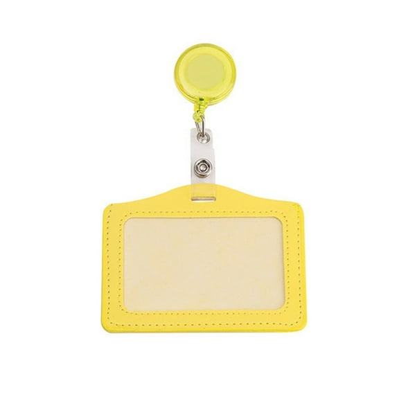 1 Pcs Leather ID Badge Holder, Horizontal ID Badge Holder, ID Card Holder, Multiple Card Slots Leather ID Holder for ID Credit Cards Proximity Key Cards Driver’s Licenses and Passes