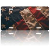 1 Pcs License Plate Covers & Frames, Close - up of American Flag For Decorative Front, Aluminum License Plate Covers & Frames Cover For Men Women, 12" X 6"