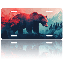1 Pcs License Plate Covers & Frames, Majestic Bear in a Mountainous Landscape with Dramatic Colors For Decorative Front, Aluminum License Plate Covers & Frames Cover For Men Women, 12" X 6"