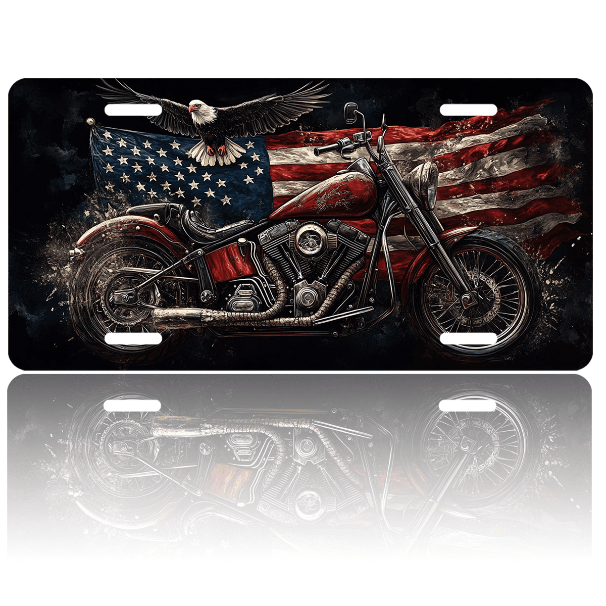 Frame Cover Motorcycle 1 Pcs License Plate Covers & Frames, Motorcycle with Eagle and American ...