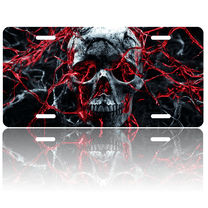 1 Pcs License Plate Covers & Frames, Skull with Red Veins For Decorative Front, Waterproof For Decoration Aluminum License Plate Covers & Frames Cover For Men Women, 12" X 6"