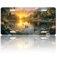 thumbnail image 1 of 1 Pcs License Plate Covers & Frames, Sunset Lake with Ducks and Cabin For Decorative Front, Waterproof For Decoration Aluminum License Plate Covers & Frames Cover For Men Women, 12" X 6", 1 of 7
