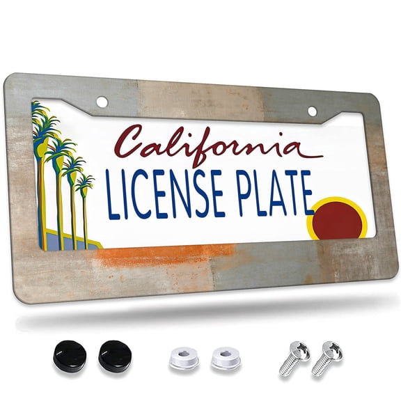 1 Pcs License Plate Frame With Abstract Art Background License Plate Frame,License Plate Cover for Car Decorative Parts,Aluminum License Plate Bracket Holder Rust-Proof for US Standard Car