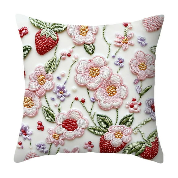 1 Pcs Linen Embroidery Pillow Cover - Printed Bohemian Cushion Case for Sofa Living Room Decor, Washable Cotton Blend Throw Pillow