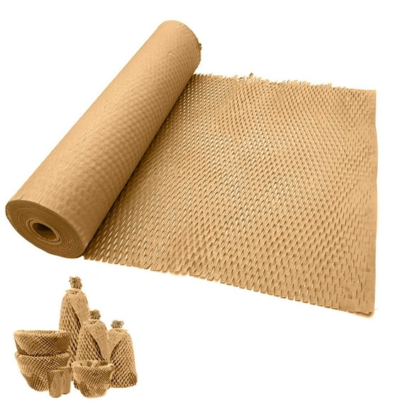1 Pcs Log Color Honeycomb Packing Paper,Cushion Packing Paper for Moving Shipping Packaging Breakables(16.4 ft x 11.8 in)