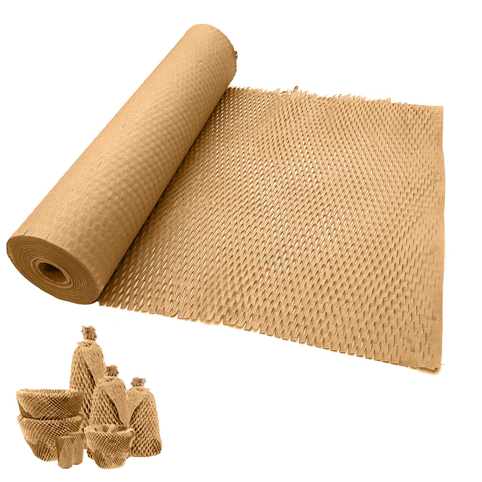 1 Pcs Log Color Honeycomb Packing Paper,Cushion Packing Paper for Moving Shipping Packaging Breakables(16.4 ft x 9.8in)