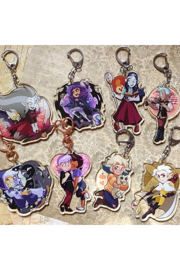 1 Pcs Lumity, Hunter, Eda, Lilith & Hooty, Collector, Raine Whispers, Vee, Titan Luz Double-Sided 3-Inch Acrylic Charms Keychains (Fantasy Cartoon)