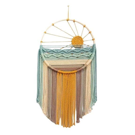 1 Pcs Macrame Wall Hanging, Boho Macrame Wall Decor, Sun Wall Art Dream Catcher Hand Woven Wall Art Boho Colorful Sun Tapestry for Bedroom Living Room Nursery Office Backdrop