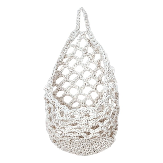 1 Pcs Macrame Wall Plant Hanger, Handwoven Cotton Hanging Produce Bag, Macrame & Vegetable Storage Net Bag for Indoor Plants Kitchen Pantry & Wall Organizer