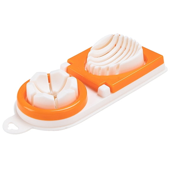 1 Pcs Manual Egg Cutter and Slicer,Double-Head Kitchen Fruit and Vegetable Slicer,Multifunction Egg Cutter with Stainless Steel Wires,Hard Boiled Egg Slicer and Peeler,(Orange,8.07x3.46 in)