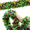 thumbnail image 1 of 1 Pcs Mardi Gras Decorations Mardi Gras Tinsel Garland Glitter Green Purple Gold Hanging Fringe Garland for Carnival Party Indoor and Outdoor Tree Decoration, 1 of 7