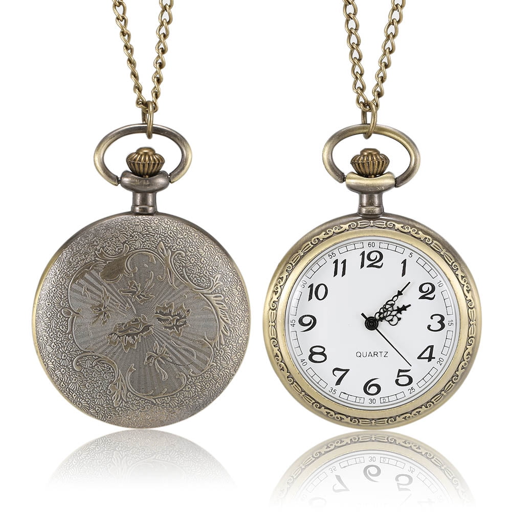 Bronze POLICE Display Quartz Pocket Watch with Sweater Chain Gifts for Men  Women