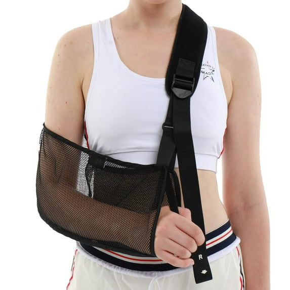 1 Pcs Mesh Arm Shoulder Sling, Medical Immobilizer for Shower Adjustable Torn Rotator Cuff Injury Right Left Men Women Elbow, Wrist, Black Updated Version