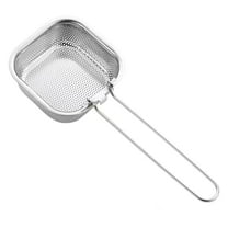 1 Pcs Mesh Strainer Basket,Skimming,Stainless Steel Noodle Strainer,Foldable Long Handle Frying Filter,Stainless Steel Mesh Strainer For Draining Oil And Water,Hot Pot Colander,11.22x4.52x1.57 in
