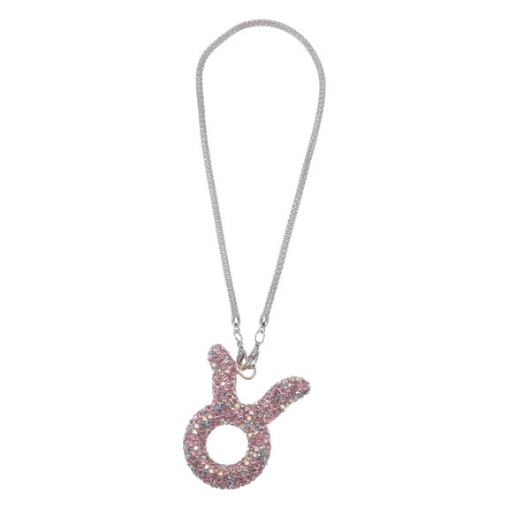 1 Pcs Metal Faux Rhinestone Taurus with Faux Diamonds Car Rear View Mirror Pendant Accessories Car Hanging Ornament Pink