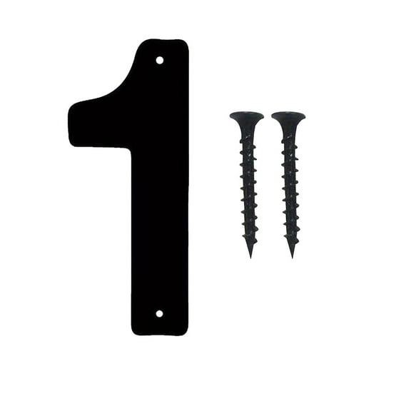 1 Pcs Metal House Numbers Letter, Black House Address Numbers for Outside, Personalized Address Number Sign, Modern Metal Address Number Letters for Homes, Apartments, Farms, Office with Strews
