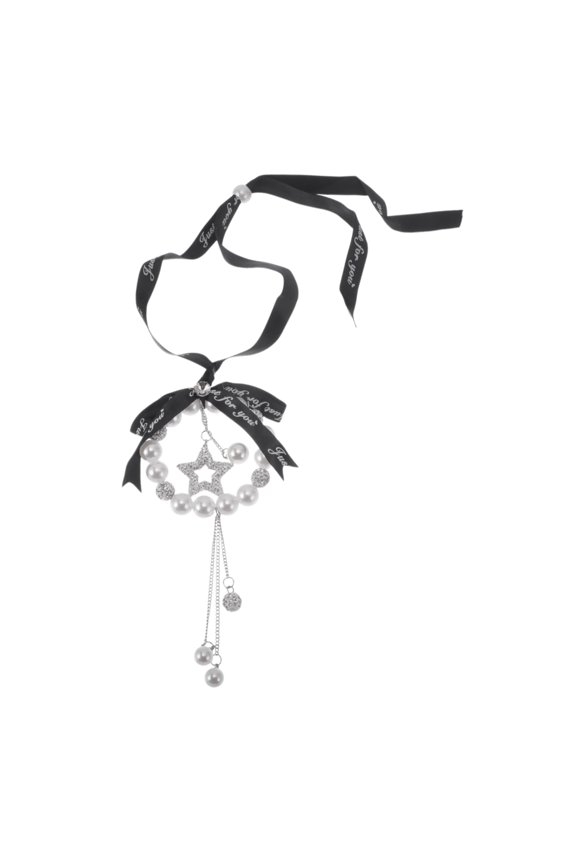 1 Pcs Metal Polymer Clay Pentagram Car Rear View Mirror Pendant Accessories Car Hanging Ornament Silver Tone White