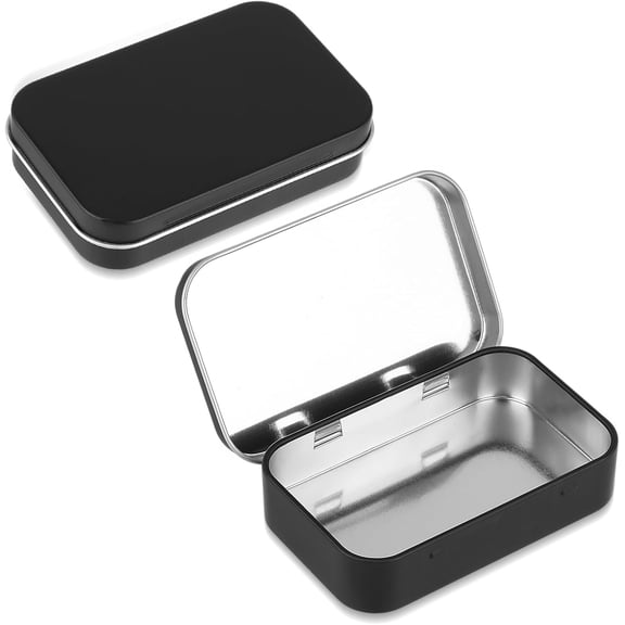 1 Pcs Metal Rectangular Tins Mini Empty Hinged Box Small Storage Containers Portable Tiny Items Organizer for Home Storaging Candies Keys Earrings Gifts Handcrafts