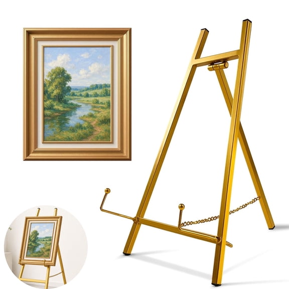 1 Pcs Metal Table Top Easel Stand - 16.5"H x 8.7"W x 4.3"D Tripod Display Stand for Art, Picture, Mirror, Wedding Sign, Book