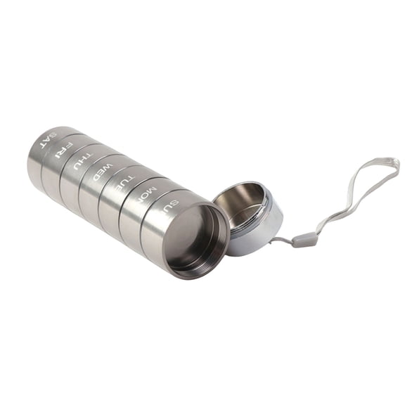 1 Pcs Metal Travel Pill Organizer, Portable Aluminum Alloy Waterproof Container, Metal Pill Box Waterproof First Aid Medicine Bottle for Vitamin Fish Oil Supplement