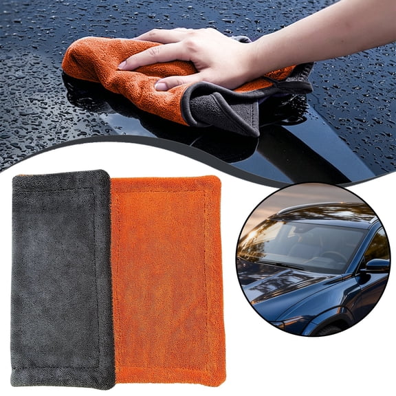 1 Pcs Microfiber Car Drying Towels Microfiber Cleaning Cloth 800 GSM Thick Plush Cleaning Dusting Cloth Auto Detailing Absorbent Towels Rags for Car Household Kitchen Window(Grey and Purple)