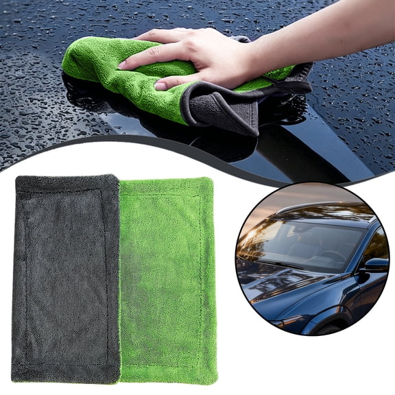 1 Pcs Microfiber Car Drying Towels Microfiber Cleaning Cloth 800 GSM Thick Plush Cleaning Dusting Cloth Auto Detailing Absorbent Towels Rags for Car Household Kitchen Window(Grey and Purple)