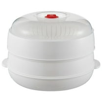 1 Pcs Microwave Oven Steamer,Microwave Steamer with Cover,9.64 in Clear Microwave Plate Cover for Food,Splatter Guard Microwave Lid for Microwave Oven,Kitchen Gadgets Accessories(double-layer)