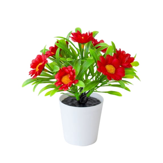 1 Pcs Mini Artificial Potted with Flowers Spring Home Decor, 6.9 Inch Small Greenery Set for Indoor Living Room Bathroom Farmhouse Office Desk Tabletop Shelf Decorations