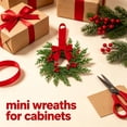 thumbnail image 1 of 1 Pcs Mini Christmas Wreaths for Kitchen Cabinet | 10 Inch Small Wreath, Candle Ring Design, Red Ribbon Simple Style, ideal for Windows, Weddings Table Centerpieces, 1 of 9